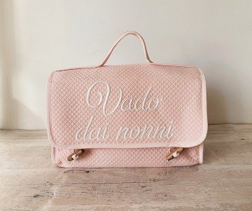 Borsa neonato Vado dai nonni ecopelle blu cruelty free Made in Italy